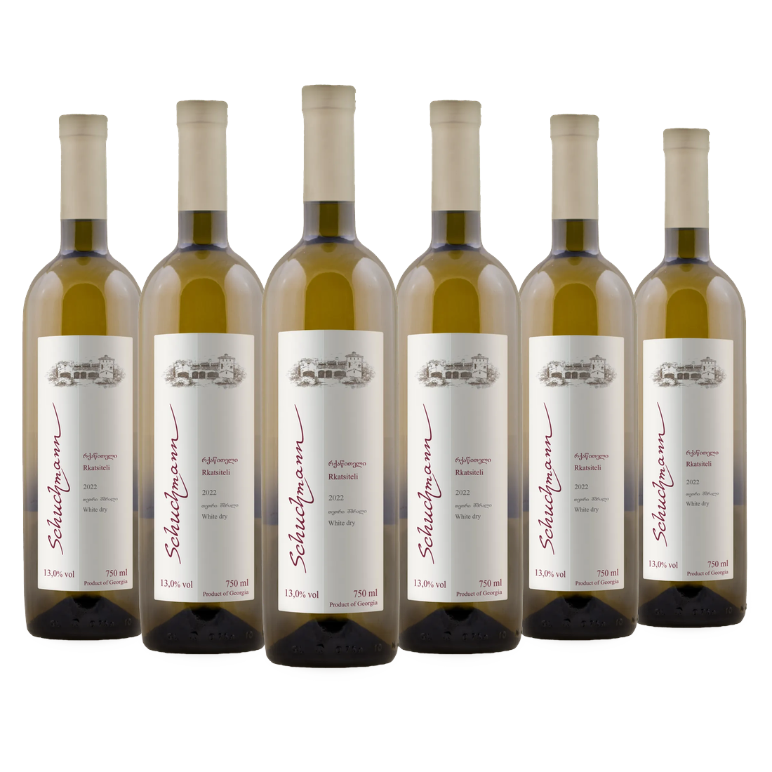 Schuchmann Rkatsiteli 2022 – 6er Weinkarton, 6 × 750 ml, trockener Weißwein aus Georgien